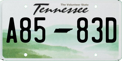 TN license plate A8583D