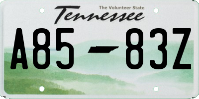 TN license plate A8583Z