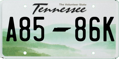 TN license plate A8586K