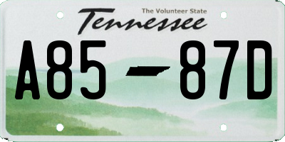 TN license plate A8587D