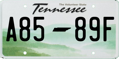 TN license plate A8589F