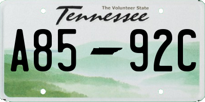 TN license plate A8592C