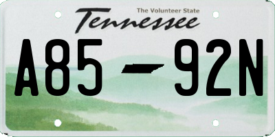 TN license plate A8592N