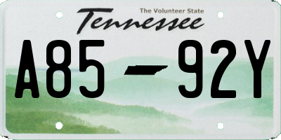 TN license plate A8592Y