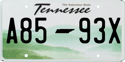 TN license plate A8593X