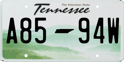TN license plate A8594W
