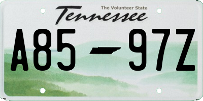 TN license plate A8597Z