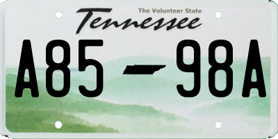 TN license plate A8598A