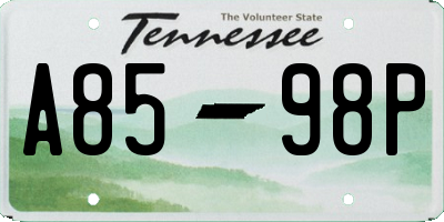 TN license plate A8598P