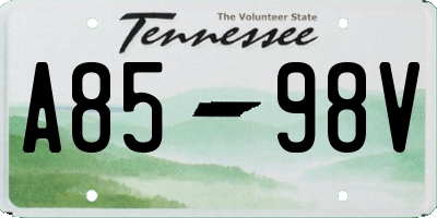 TN license plate A8598V
