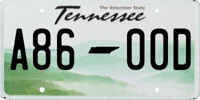 TN license plate A8600D