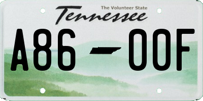 TN license plate A8600F