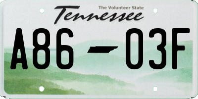 TN license plate A8603F