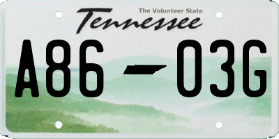 TN license plate A8603G