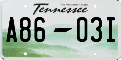 TN license plate A8603I