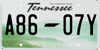 TN license plate A8607Y