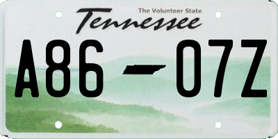 TN license plate A8607Z
