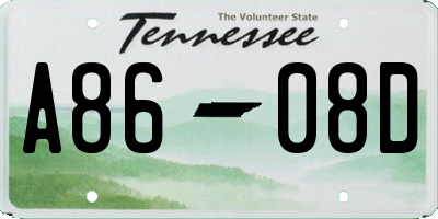 TN license plate A8608D