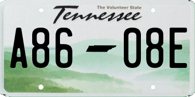 TN license plate A8608E