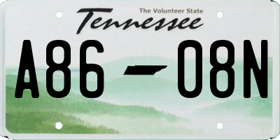TN license plate A8608N