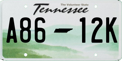 TN license plate A8612K