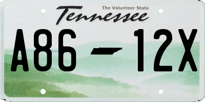 TN license plate A8612X