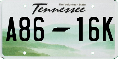 TN license plate A8616K