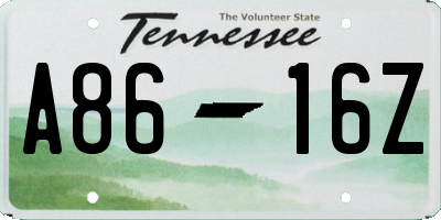 TN license plate A8616Z