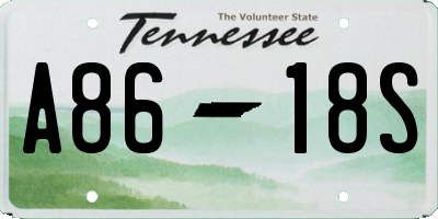 TN license plate A8618S