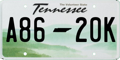 TN license plate A8620K