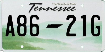 TN license plate A8621G