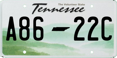 TN license plate A8622C