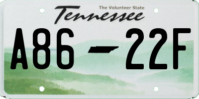 TN license plate A8622F