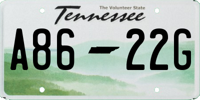 TN license plate A8622G