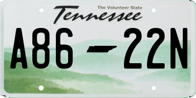 TN license plate A8622N