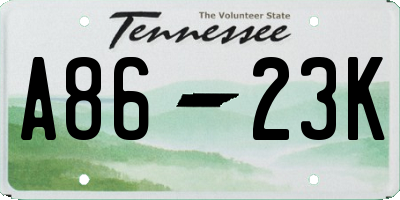 TN license plate A8623K