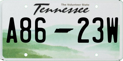 TN license plate A8623W