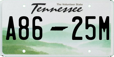 TN license plate A8625M