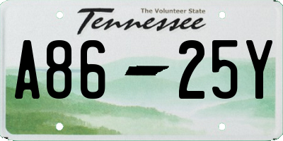 TN license plate A8625Y