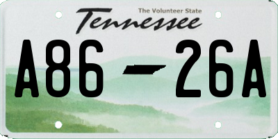 TN license plate A8626A
