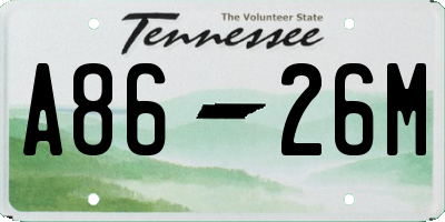 TN license plate A8626M