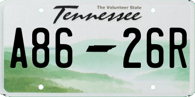 TN license plate A8626R