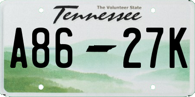 TN license plate A8627K
