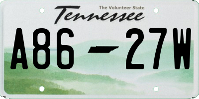 TN license plate A8627W