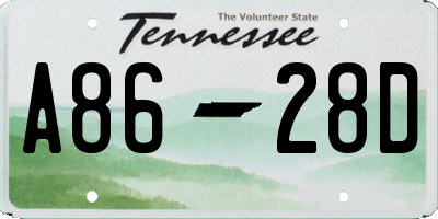 TN license plate A8628D