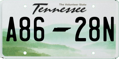 TN license plate A8628N