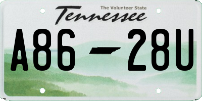 TN license plate A8628U