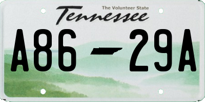 TN license plate A8629A