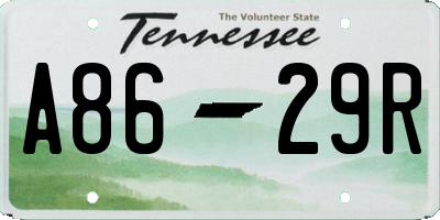 TN license plate A8629R