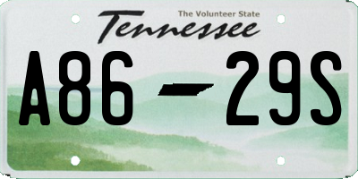 TN license plate A8629S